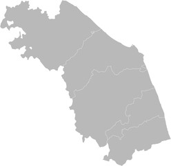 Marche, Italy – administrative vector map with province and city boundaries (Web Mercator projection, PPT-compatible & fully editable)