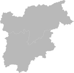 Obraz premium Trentino-Alto Adige/South Tyrol, Italy – administrative vector map with province and city boundaries (Web Mercator projection, PPT-compatible & fully editable)