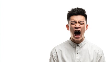 Angry Young Man Portrait Studio Shot
