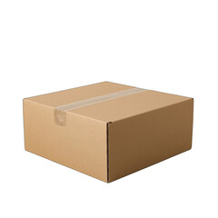A simple brown cardboard box with clear tape, perfect for shipping or storage.