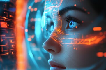 Telemedicine concept: doctor using holographic AI tools to diagnose and