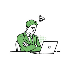 Frustrated Businessman Green Suit Laptop Problem unhappy