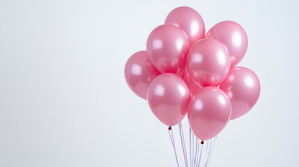 Pink balloons bunch on floor white isolated background cutout. Background copy space, balloon, festive, celebration, birthday graphic element