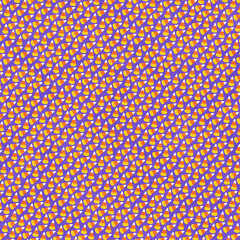 Vibrant geometric seamless pattern with bold orange and yellow shapes on a bright purple background. Energetic retro abstract design ideal for fabric, wallpaper, crafts, and digital art.