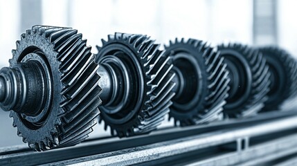 Close-up of multiple metal gears.