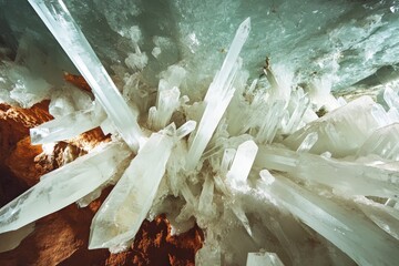 Vast crystalline formations within a cave.