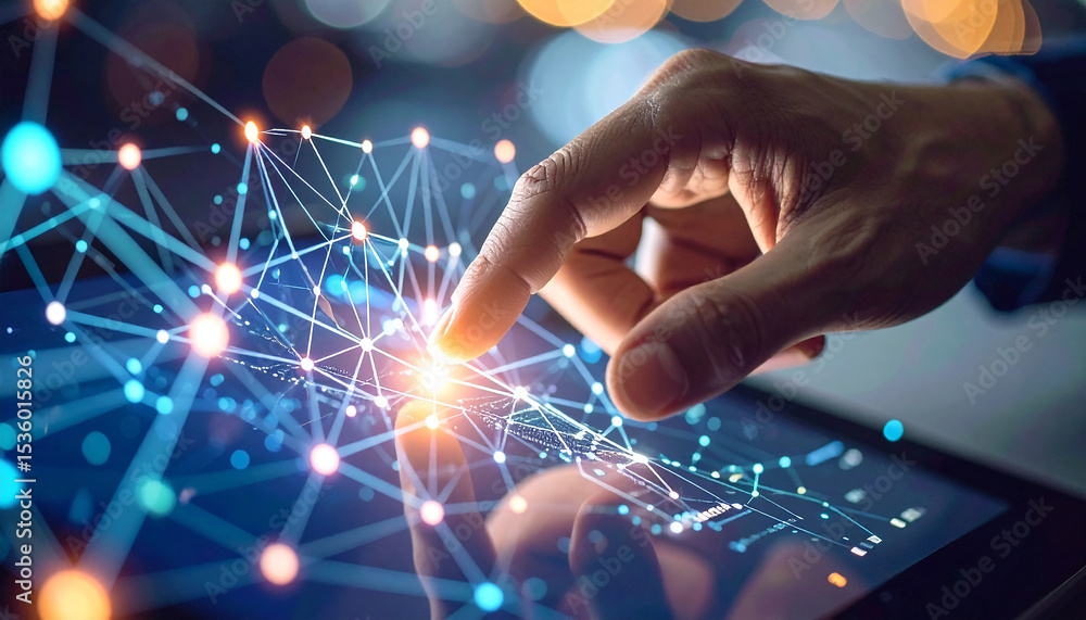 Poster digital interaction: a digital touch interface showcases the seamless interplay of technology and hu