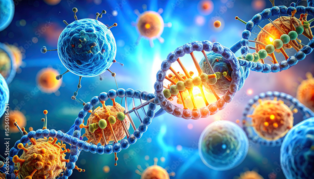 Poster dna and cellular structure: a visually stunning and highly detailed depiction of the intricate relat