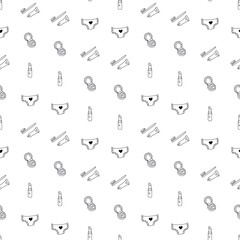 Cosmetics feminine products doodle seamless background


