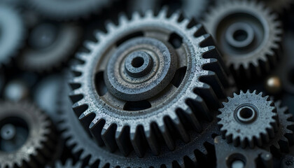 Close Up of Metal Gears Showing Mechanical Precision