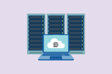 Data Center Concept. Colored flat vector illustration isolated