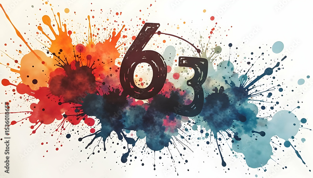 Poster abstract number sixty three with colorful splashes and white background