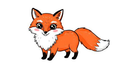 Obraz premium Adorable Cartoon Fox Illustration Cute Orange Fox Character Design