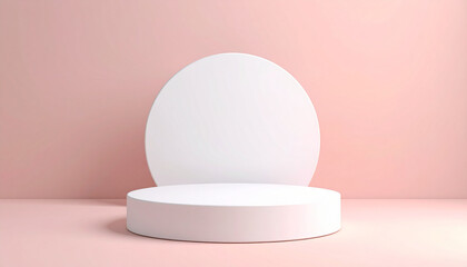 Minimalist 3D White Cylindrical Podium on Pastel Background for Product Display and Branding
