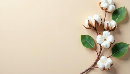 Eucalyptus branch, cotton, green leaves, eco cosmetics Minimalist flat lay Copy space , wellness, simple, flatlay