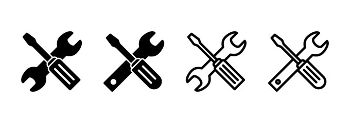Tools icon logo design. tool sign and symbol. setting icon. Wrench and screwdriver. Service, repair