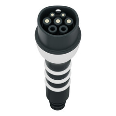 Type 2 EV charger plug held by hand, showing clean energy, electric vehicle power, and smart technology charging and energy efficient concepts. Transparent background, 3d illustration.
