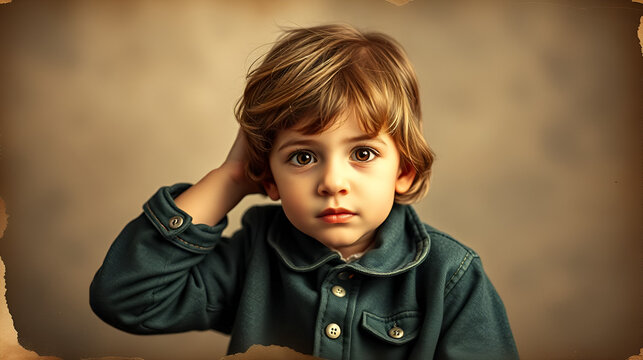 Photo restoration service - converting an old photo into a newer colorized photo. AI photo editing concept. Vintage effects.