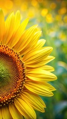 Obraz premium Close-up of bright yellow sunflower petals in a garden