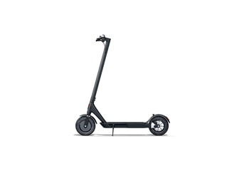 Perfectly cut out image of black electric scooter - Profile view - isolated background and shadow - Exclusive Mockups for Branding and Packaging Design