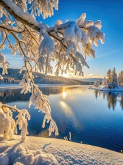 A frosty branch in winter sunlight at Venabygd Fjell