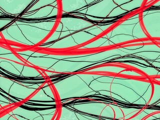 pastel Chaos pattern background. Abstract texture. Random chaotic lines. Intricate wallpaper. Hand drawn dinamic scrawls. green and red illustration