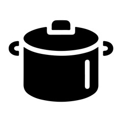 Black and white vector illustration of a cooking pot with lid