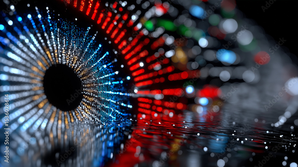 Poster digital eye: an intricate digital representation of an eye, with lines of code weaving across the pu