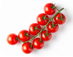 Ripe Red Tomatoes on Vine Isolated on White Background for Fresh Produce or Food Concept
