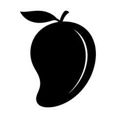 Black Mango Silhouette, Vector Illustration, Tropical Fruit Icon