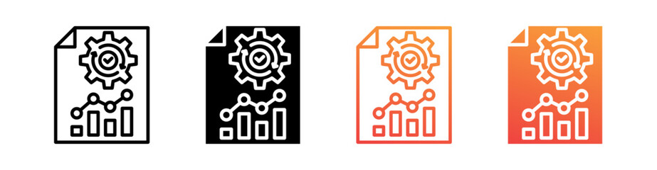 Statistical Process Multi Style Icon Set Vector 
