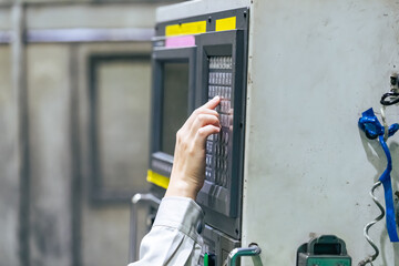 control panel, factory, machinery, operator, worker, manufacturing, screen, button, switch,...