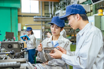factory, worker, machine, engineer, smile, staff, manufacturing, mold, metal, processing, work,...