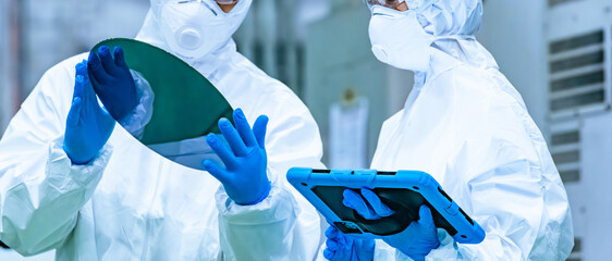 inspection, tablet, semiconductor, factory, silicon wafer, worker, engineer, white coat, dustproof...