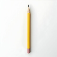 Yellow Pencil on White Background for Writing or Drawing
