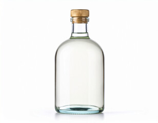 White Vinegar in Clear Glass Bottle on White Background for Kitchen or Product Display