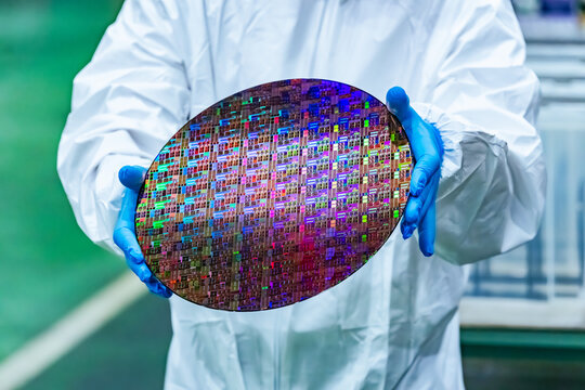 factory, holding, hand, semiconductor, silicon wafer, pattern, circuit, substrate, manufacturing, deposition, photomask, worker, cleaning, processing, resist coating, photolithography, resist, process