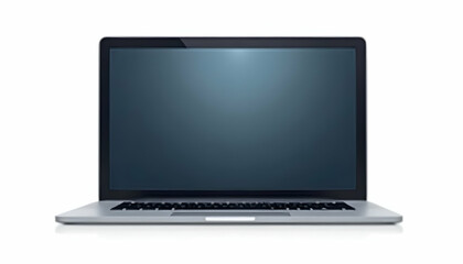 Laptop Computer Open on White Background with Dark Screen