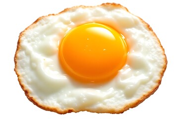 Fried Egg on White Background Ready to Eat for Breakfast