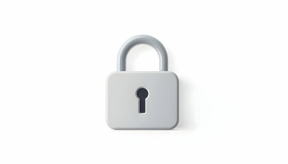 Gray Padlock Isolated on White Background Security Concept