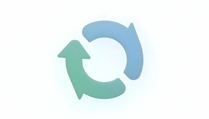 Circular Arrow Symbol in Light Blue and Green on White Background