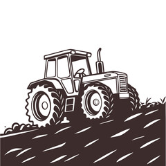 Obraz premium Rugged Tractor Tilling Soil 