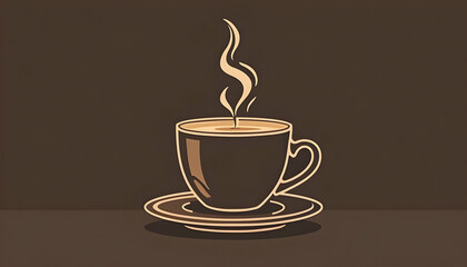 Cup of Steaming Drink on a Dark Brown Background