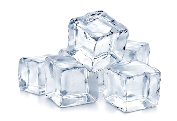 Icy Refreshment Stack of Ice Cubes Isolated on White Background