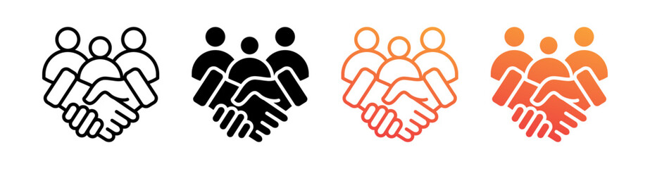 Collaboration Multi Style Icon Set Vector 