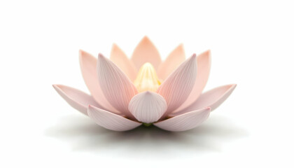 Pink Lotus Blossom Floating on White Background, Close Up
