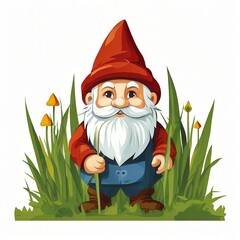 an AI Image Generator, Cheerful Garden Gnome Sitting in Decorative