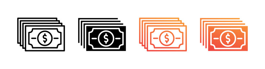 Money Multi Style Icon Set Vector 