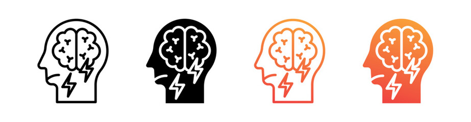 Depression Multi Style Icon Set Vector 