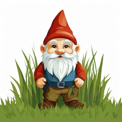 an AI Image Generator, Cheerful Garden Gnome Sitting in Decorative